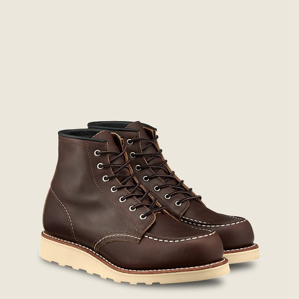 Red Wing Womens Heritage Boots - 6-inch Classic Moc - Short Oro-iginal Leather - Dark Brown - EYX578